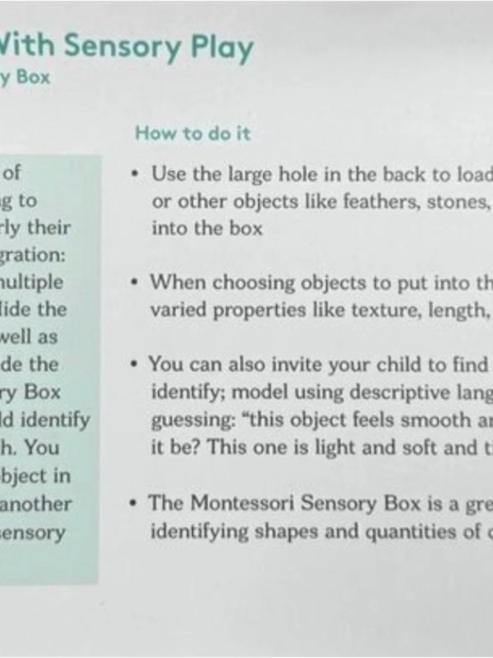 Lovevery Montessori Sensory Box